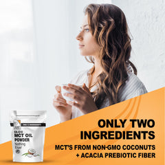 Its Just MCT Oil Powder ingredients label highlights Acacia fiber and coconut origin