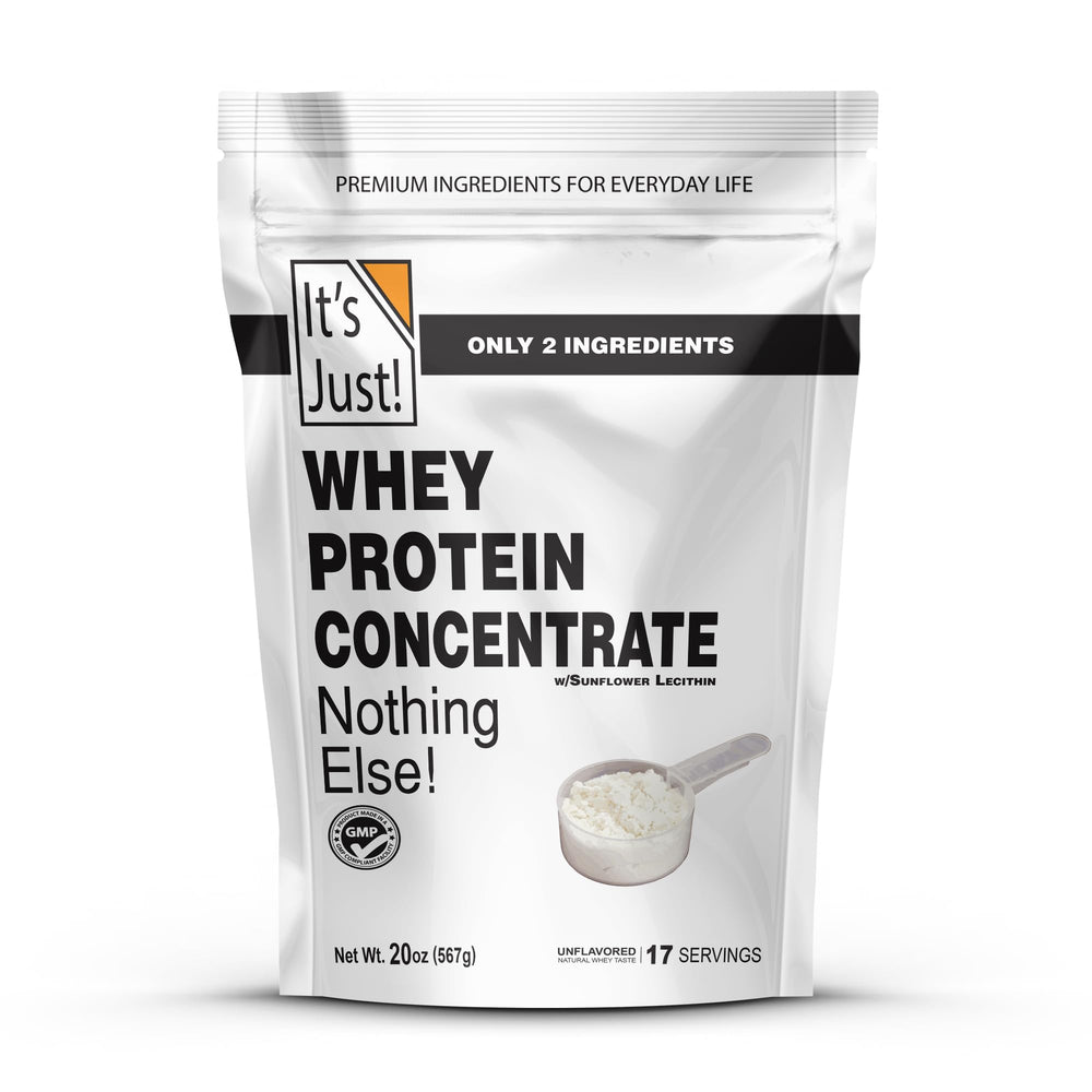 It's Just! whey protein concentrate plain powder in a tub supports daily protein goals.