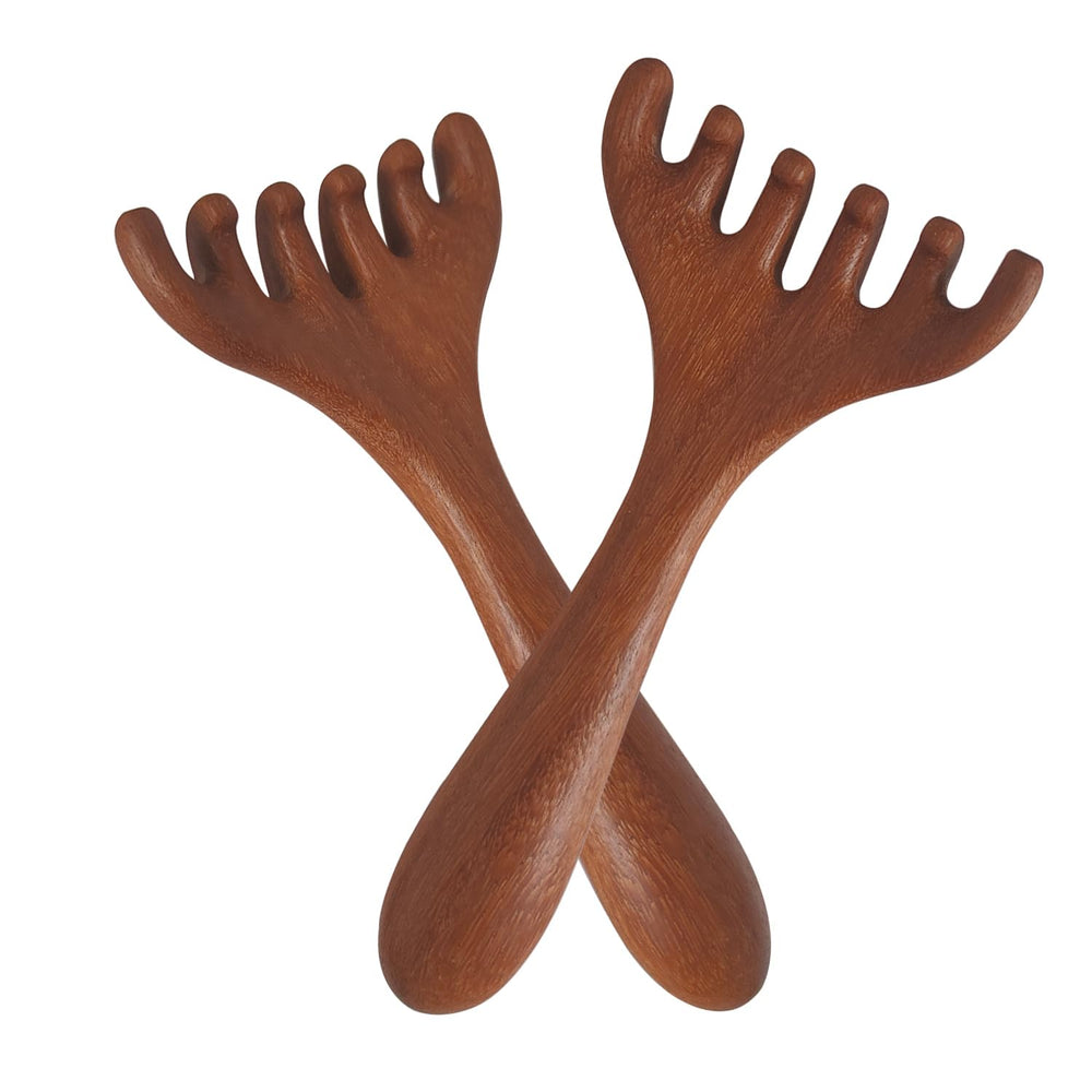 Iunxkmi wood scalp massager pair shown for shared relaxation and easy portability