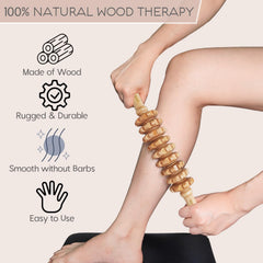 iunxkmi wood therapy roller stick back massage in use on muscles