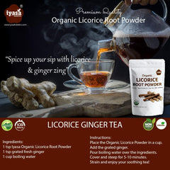 Iyasa Holistics Licorice Root Powder poured into a herbal powder blend.