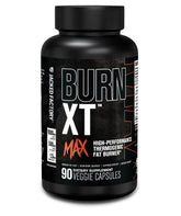 Jacked Factory Burn-XT Max bottle front showing energy-forward formula for workouts