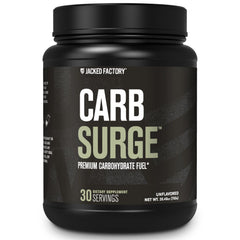 Jacked Factory Carb Surge bottle with label, ready for intra-workout energy.