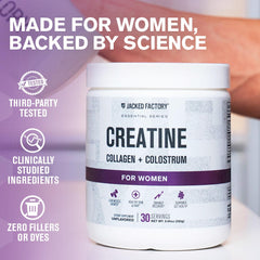 Jacked Factory Creatine for Women bottle scoop highlights convenient on-the-go mixing