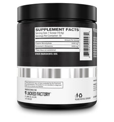 Jacked Factory Creatine + Glutamine powder scoop enables precise dosage for workouts.