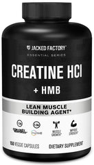 Jacked Factory Creatine HCL + HMB capsules bottle front for muscle growth support.