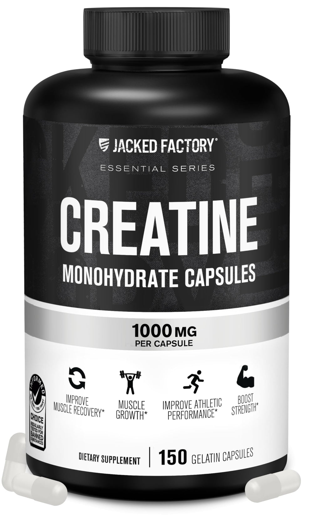 Jacked Factory Creatine Monohydrate bottle for convenient daily supplementation.