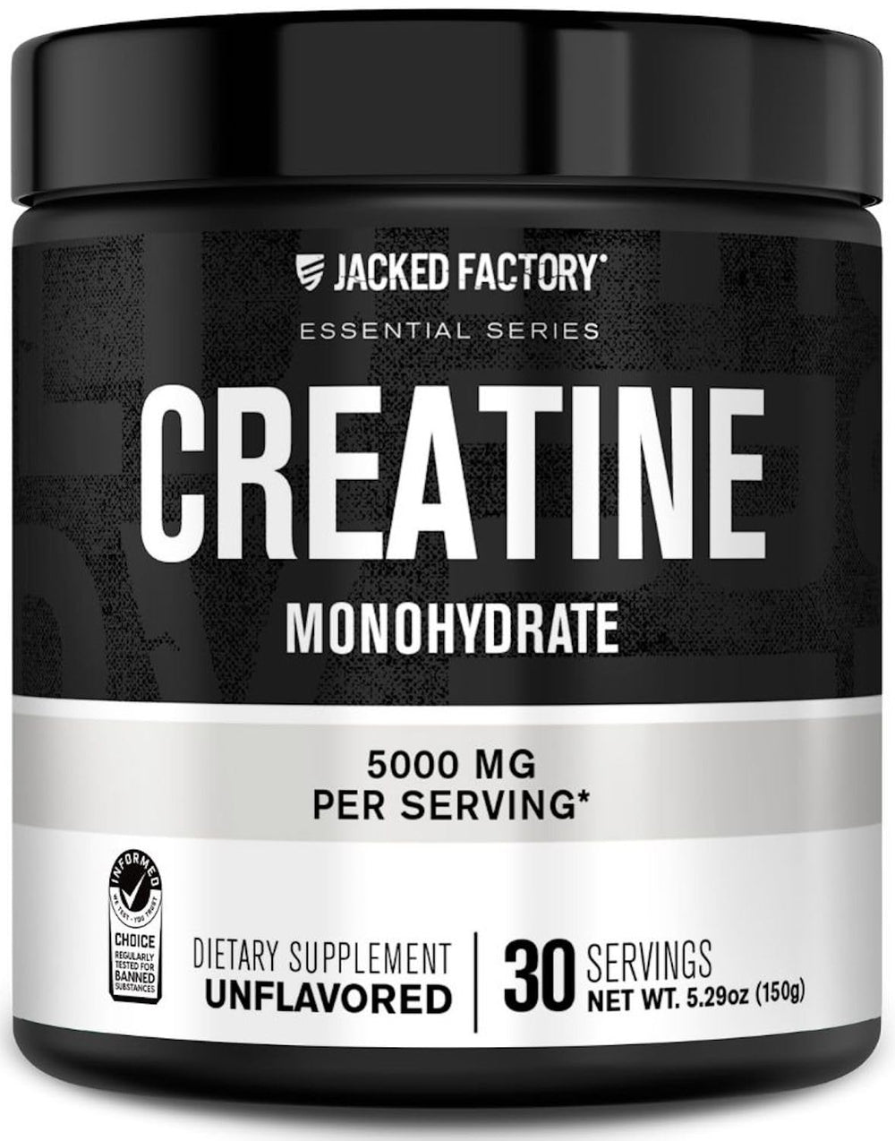 Jacked Factory Creatine Monohydrate jar front view for strength support