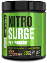 Jacked Factory Nitrosurge bottle front showing bold design and packaging appeal for energy during workouts