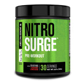 Jacked Factory Nitrosurge bottle being poured for a pre-workout energy boost