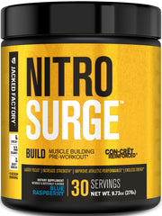 Jacked Factory Nitrosurge Build bottle front for quick pre-workout energy