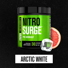 Nitrosurge scoop in powder demonstrates precise serving for workouts