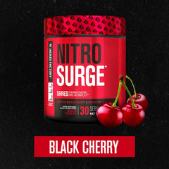 Close-up of Nitrosurge Shred label highlighting clean formula and quality.