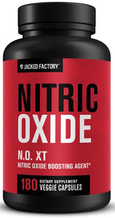 Jacked Factory N.O. XT bottle pour shows easy serving size for powerful gym sessions.