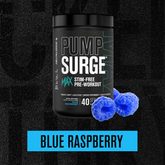 Jacked Factory Pumpsurge Max bottle side shot showing non-stim recipe for focused workouts