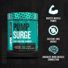 Pumpsurge tub label detail highlighting no stimulants and full ingredient list