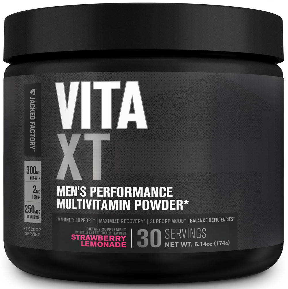 Jacked Factory Vita XT powder tub with full daily micronutrient profile for active men