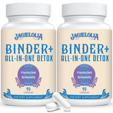 Jagielolia All-In-One Detox Binder bottle shows a 1500 mg blend for daily wellness