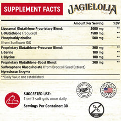 Jagielolia Liposomal Glutathione 2000mg ingredients blend with L-Serine and L-Glycine