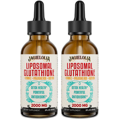 Jagielolia Liposomal Glutathione bottle pouring for daily antioxidant support.