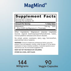 Jarrow MagMind bottle side view with dosage information