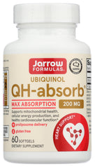 Jarrow Formulas QH-absorb 200 mg softgels front view, high absorption design.