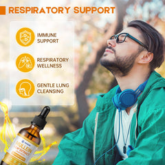Herbal blend label highlights mullein leaf, cordyceps, and marshmallow.
