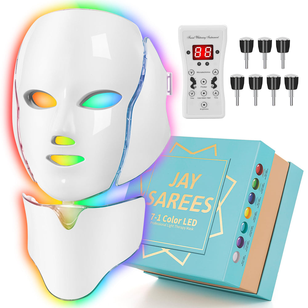 JAY SAREES red light therapy face mask for at-home skin care sessions.