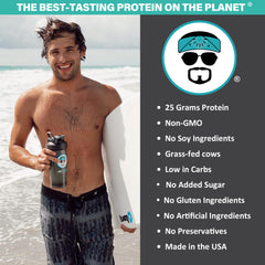 Close-up of Jay Robb Whey Protein Chocolate powder texture for a high-protein shake