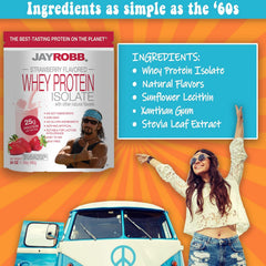 Ingredients view of JAYROBB Whey Protein Strawberry showing clean, premium ingredients