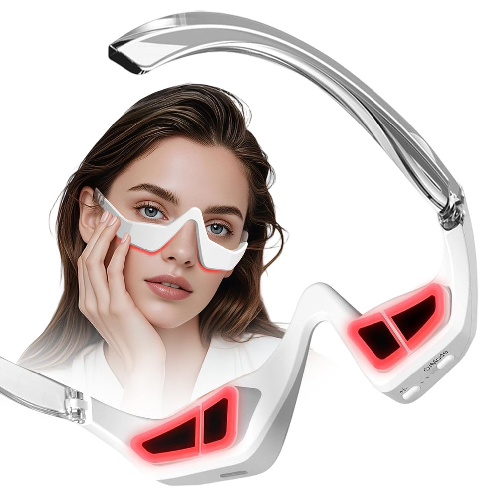 JCOTTON under-eye red light therapy glasses for refreshed eyes after long screen sessions.