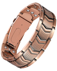 Jecanori copper bracelet for men with fold-over clasp for secure daily wear.