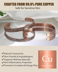 Jecanori hand-forged copper bracelet with 99.99% purity offers enduring color