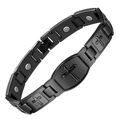 Jecanori magnetic bracelet for men in black combines style with potential comfort support.