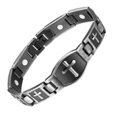 Jecanori cross-design men's magnetic bracelet for potential daily comfort and style.