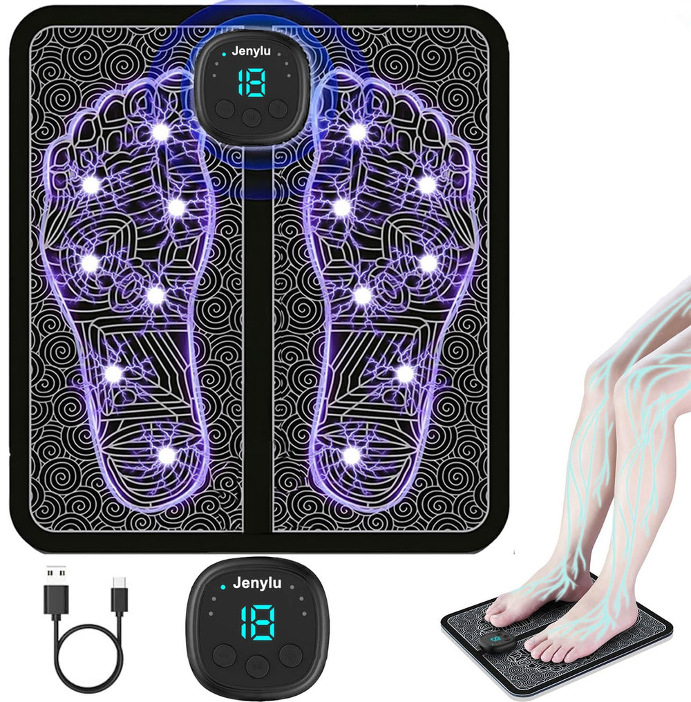 Jenylu EMS Foot Massager Mat front view for at-home foot relief and relaxation