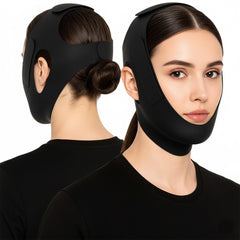 JetFresh chin strap in sleeping pose, supports mouth closure for quieter nights.