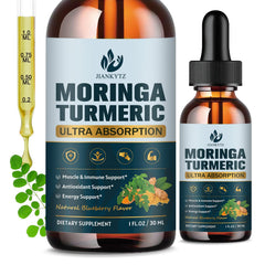 JIANKYTZ Organic Moringa Drops bottle pouring for convenient daily energy support.