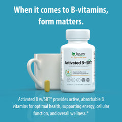 Label detail of Jigsaw Health Activated B w/SRT highlighting active vitamins.