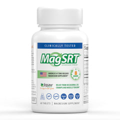 Jigsaw Health MagSRT bottle with tablets on a counter supports steady energy.