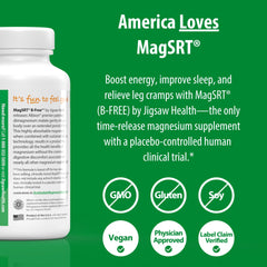 Jigsaw Health MagSRT label closeup emphasizes B-free formula