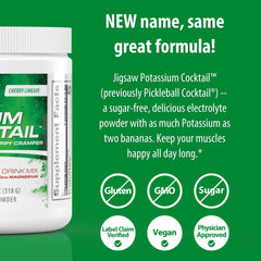 Close-up of the nutrition panel on Jigsaw Health Potassium Cocktail packaging.