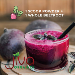 Jiva Organics beet root powder in baking context emphasizes color.
