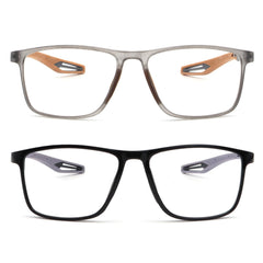 JixGien sports-style blue light blocking readers in grey provide light, comfortable wear for office use