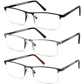 JJWELL blue light reading glasses for men with rectangle half-frame for comfortable screen use