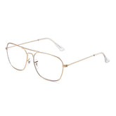 JM Aviator blue light glasses with a gold frame reduce eye strain during screen time.