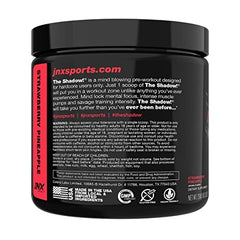 The Shadow ingredient label highlights a high-stim blend for focus and endurance
