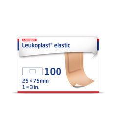 JOBST Leukoplast Elastic bandage close-up showing soft pad for gentle wound care.