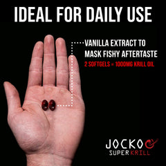 Jocko Fuel Antarctic Krill Oil bottle poured into water for daily use