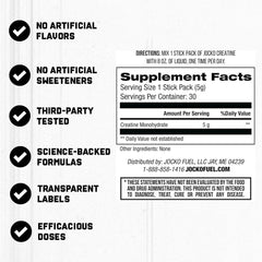 Jocko Fuel Creatine Stick Pack unflavored packets for versatile mixing.